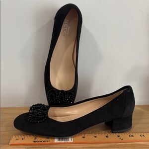 Sesto Meucci Flynn Black Suede Beading Detail Pumps, Size 10